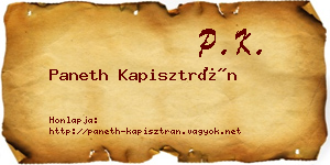 Paneth Kapisztrán névjegykártya